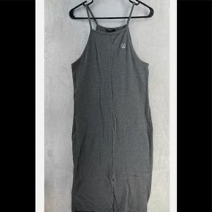 Obey Gray Knit Midi Dress Womens Large Stretchy Tank Top Sleeveless Strappy